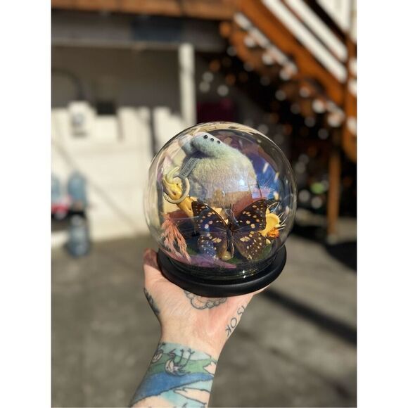 Authentic Popmart Labubu With Real Tattoos & Piercings Crystal Ball Fairy Decor - Picture 2 of 4